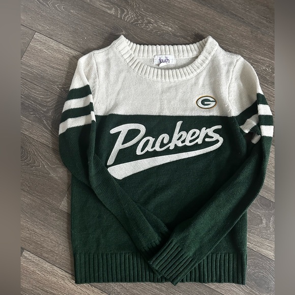 NFL Sweaters - Women's Green Bay Packers Touch by Alyssa Milano Green/White Tailgate Sweater